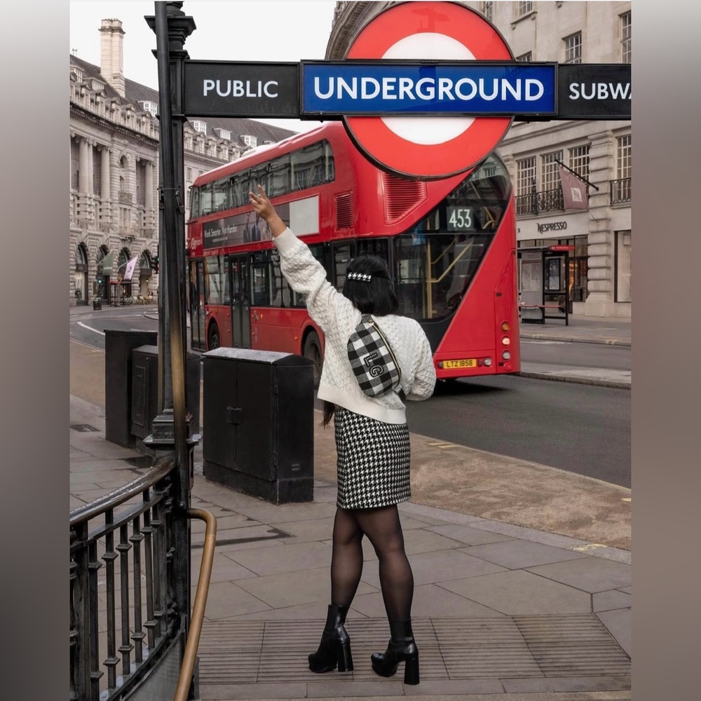 Stoney Clover Lane Black and White Checkered Crossbody Bag - Picture 8 of 8
